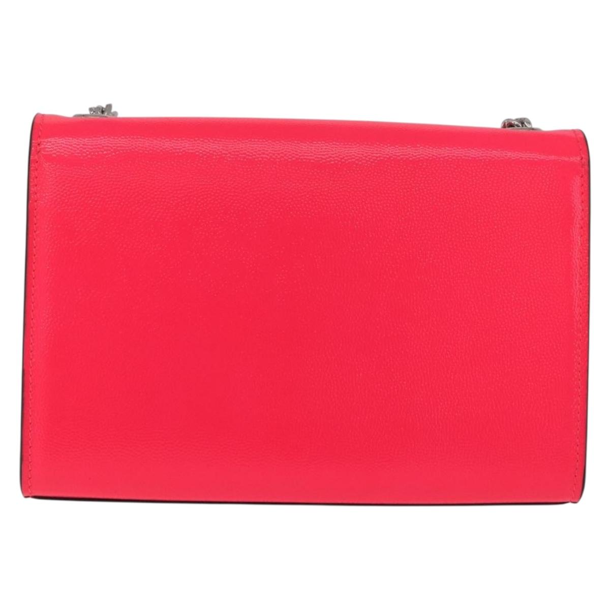 Saint Laurent Chain Shoulder Bag Leather Pink Silver Auth 210941M