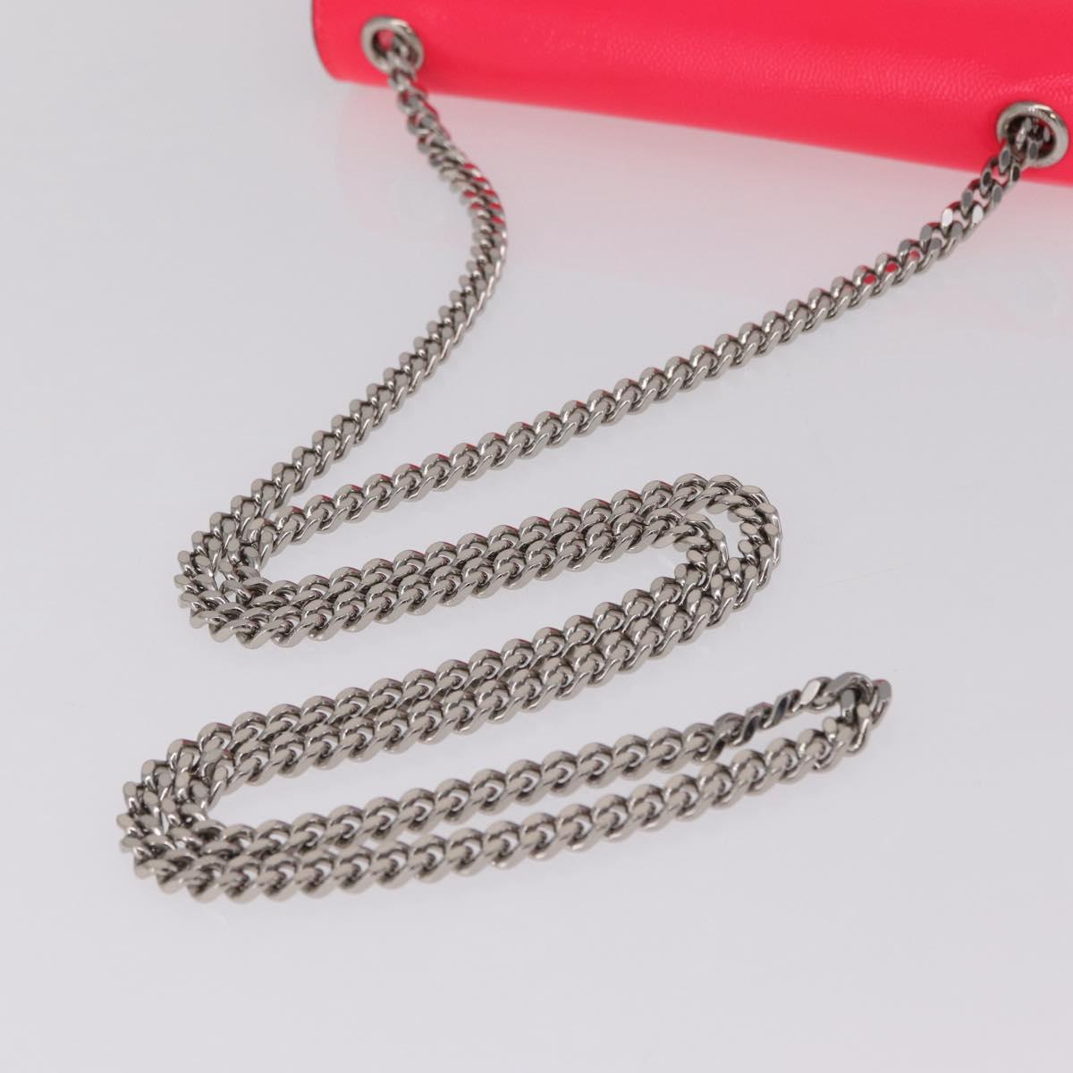 Saint Laurent Chain Shoulder Bag Leather Pink Silver Auth 210941M