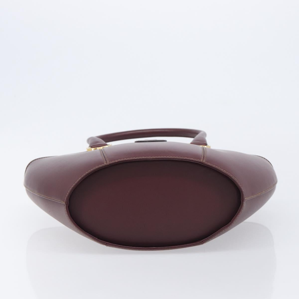 Cartier Must Line Hand Bag Leather Bordeaux Gold Auth 210942V