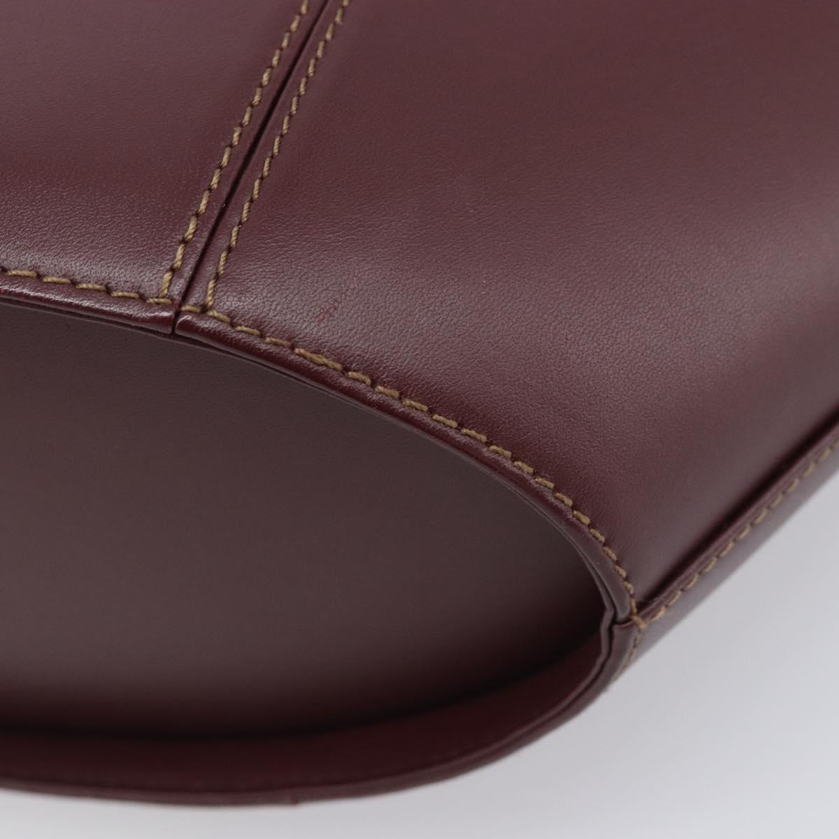 Cartier Must Line Hand Bag Leather Bordeaux Gold Auth 210942V