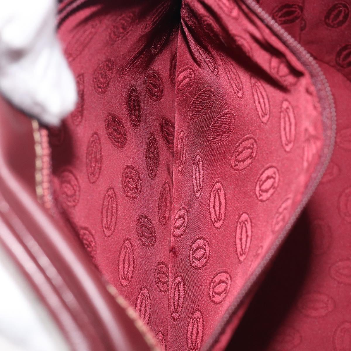 Cartier Must Line Hand Bag Leather Bordeaux Gold Auth 210942V