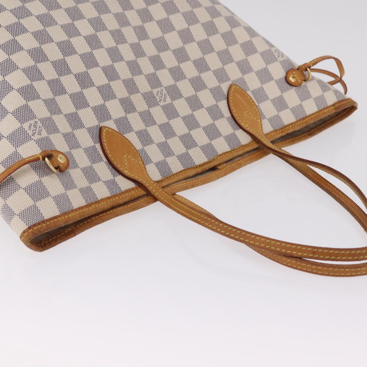 LOUIS VUITTON Damier Azur Neverfull MM Tote Bag N41605 LV Auth 210946A