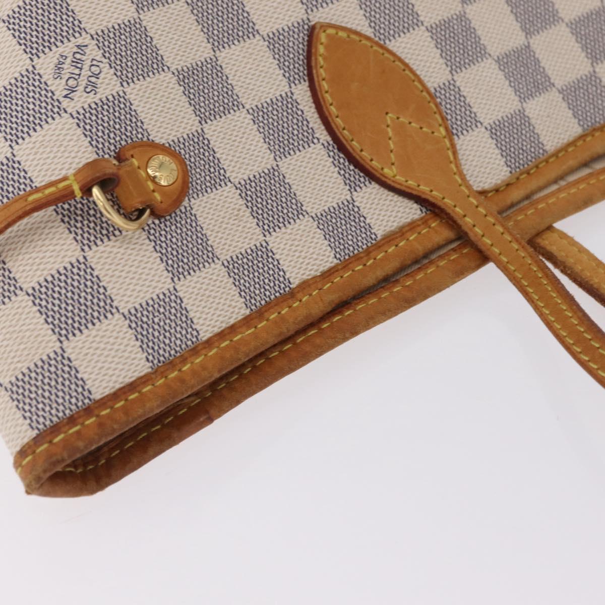LOUIS VUITTON Damier Azur Neverfull MM Tote Bag N41605 LV Auth 210946A