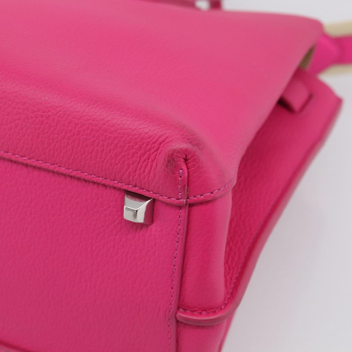 MCM Hand Bag Leather 2way Pink Silver Auth 210949A