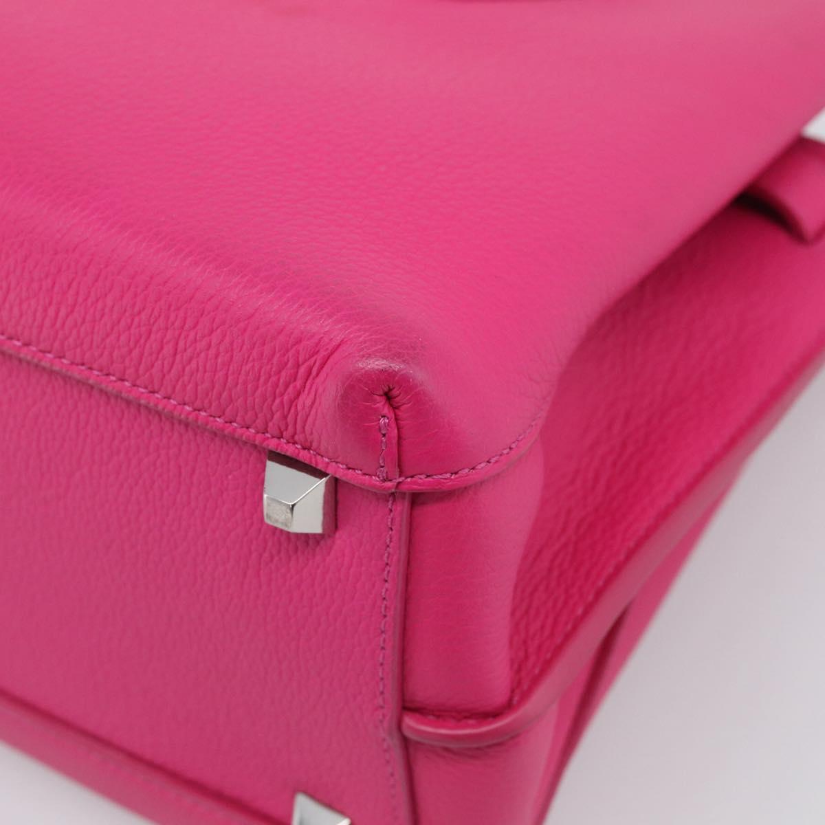 MCM Hand Bag Leather 2way Pink Silver Auth 210949A