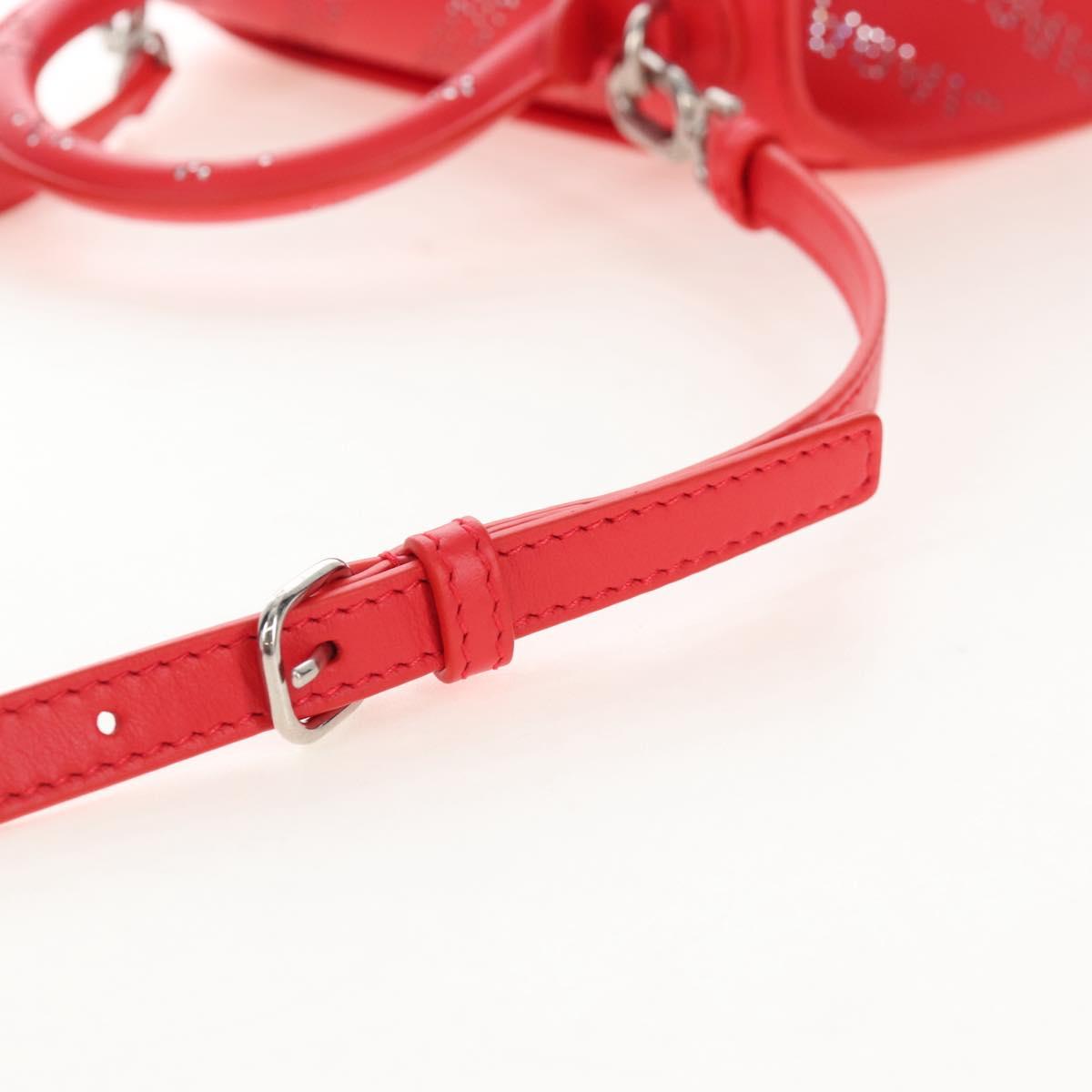 Balenciaga Hourglass XS Hand Bag Leather 2way Red Silver 719115 Auth 210951SAM