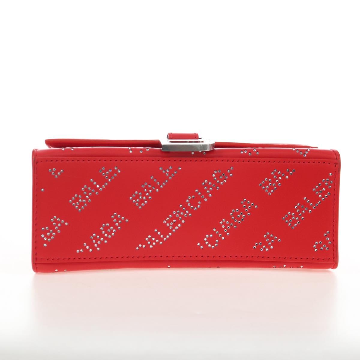 Balenciaga Hourglass XS Hand Bag Leather 2way Red Silver 719115 Auth 210951SAM