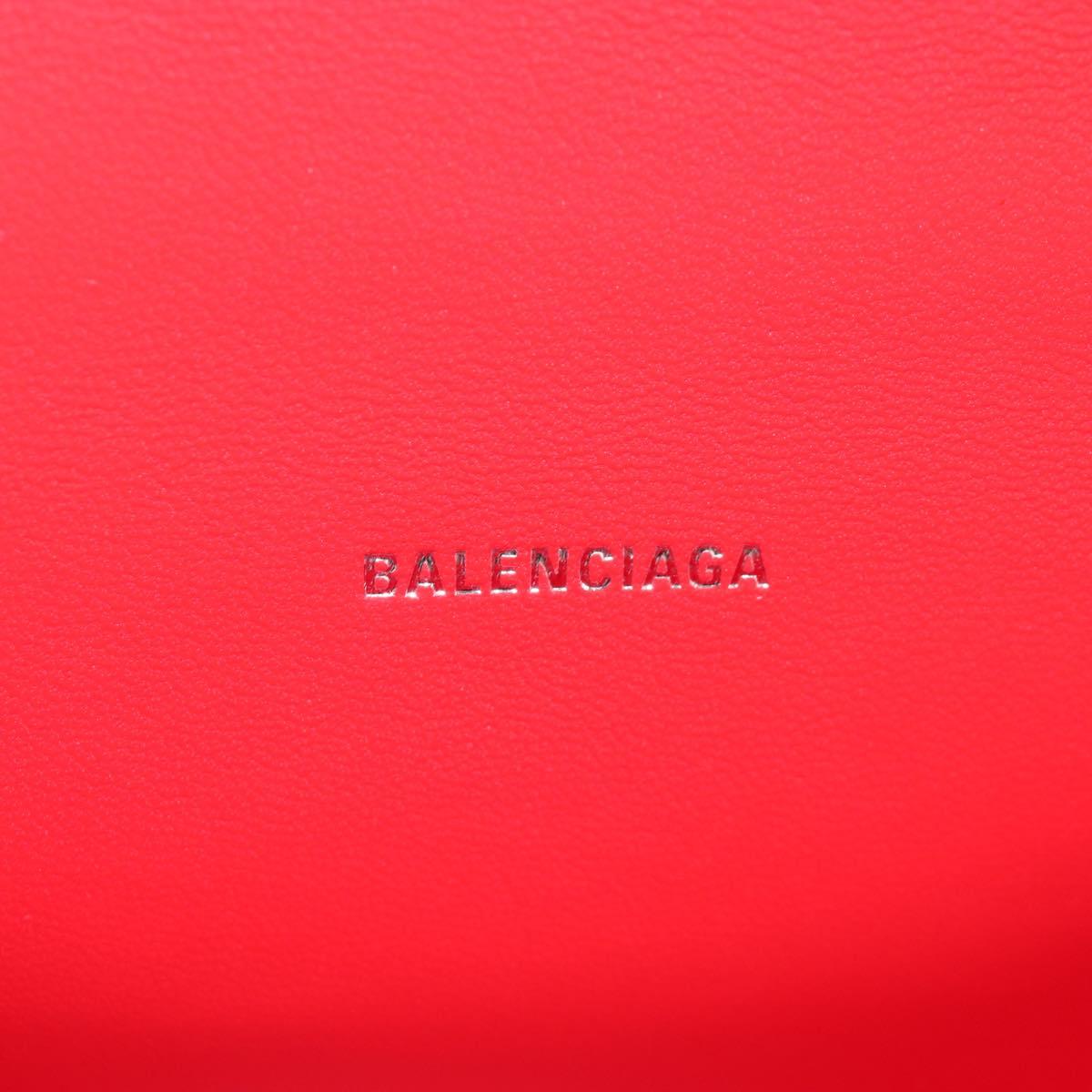 Balenciaga Hourglass XS Hand Bag Leather 2way Red Silver 719115 Auth 210951SAM