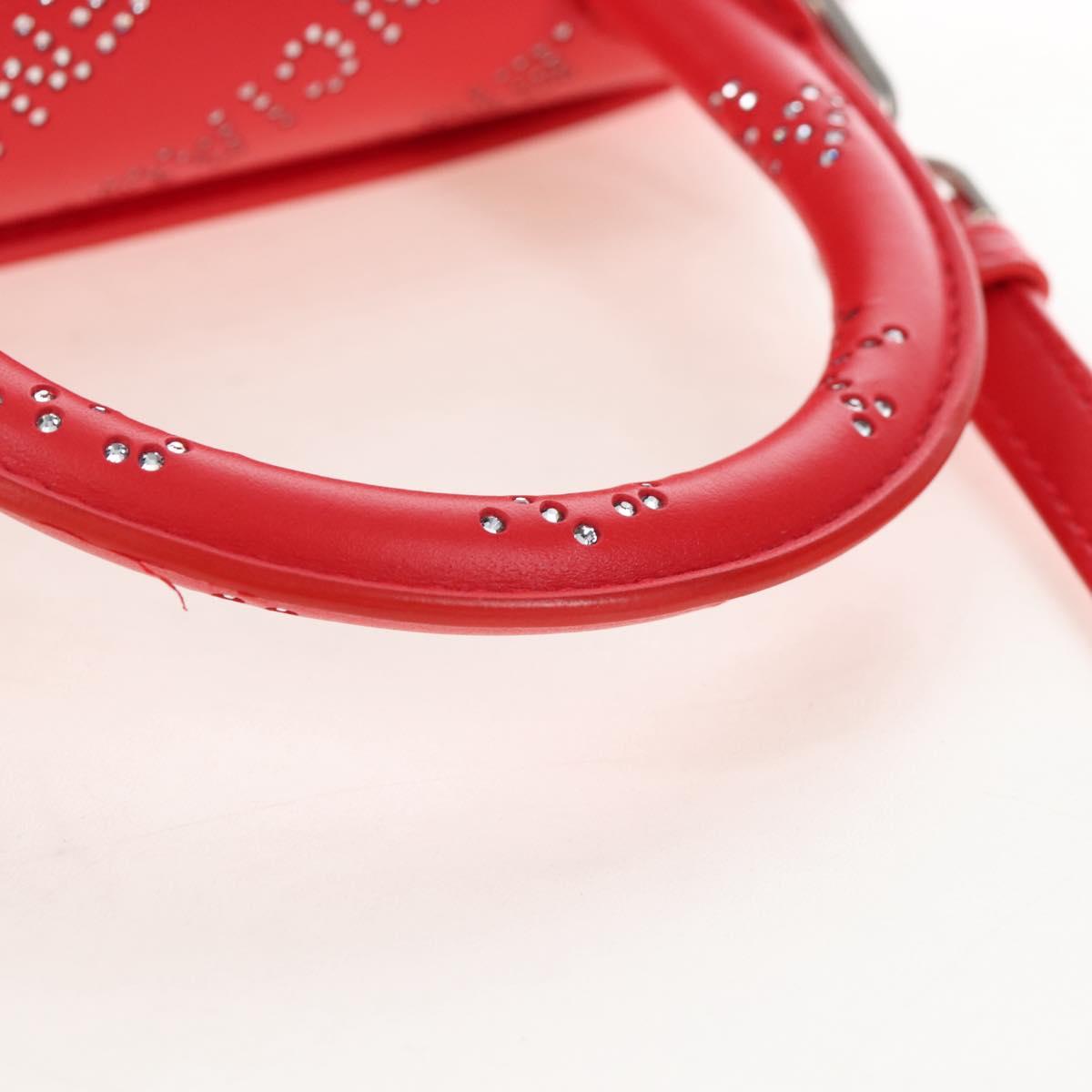 Balenciaga Hourglass XS Hand Bag Leather 2way Red Silver 719115 Auth 210951SAM