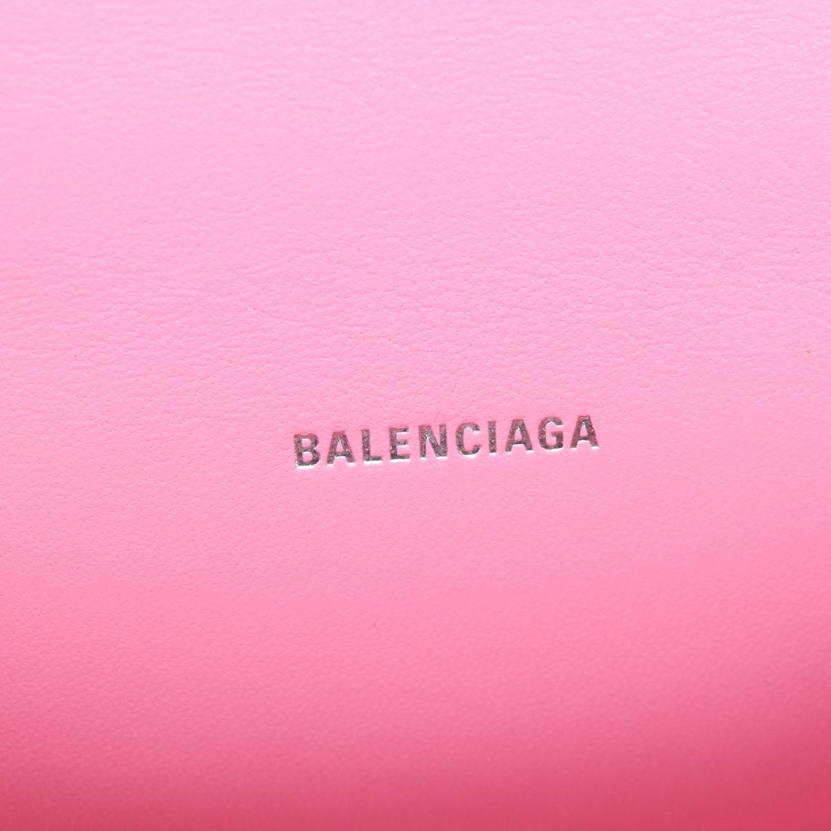 Balenciaga Hourglass XS Hand Bag Leather Sequins 2way Pink Silver Auth 210952SAM