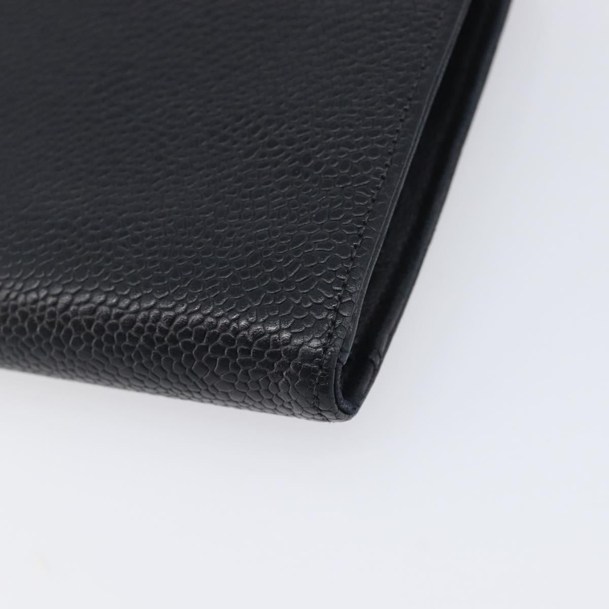 CHANEL Matelasse Long Wallet Caviar Skin Black Gold CC Auth 210957V