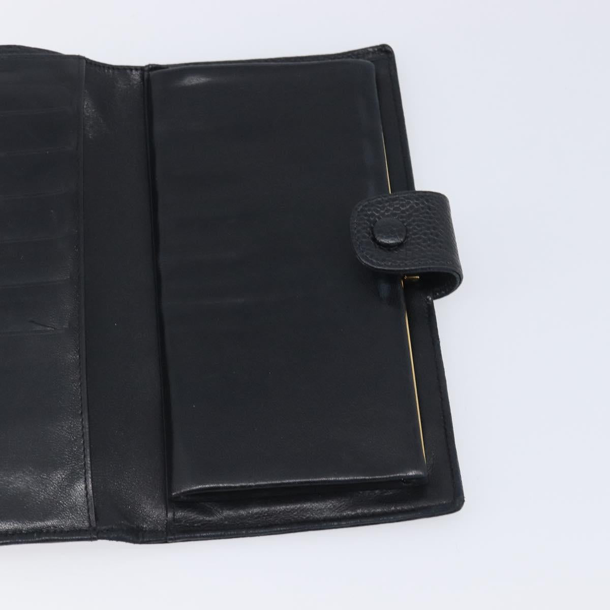 CHANEL Matelasse Long Wallet Caviar Skin Black Gold CC Auth 210957V