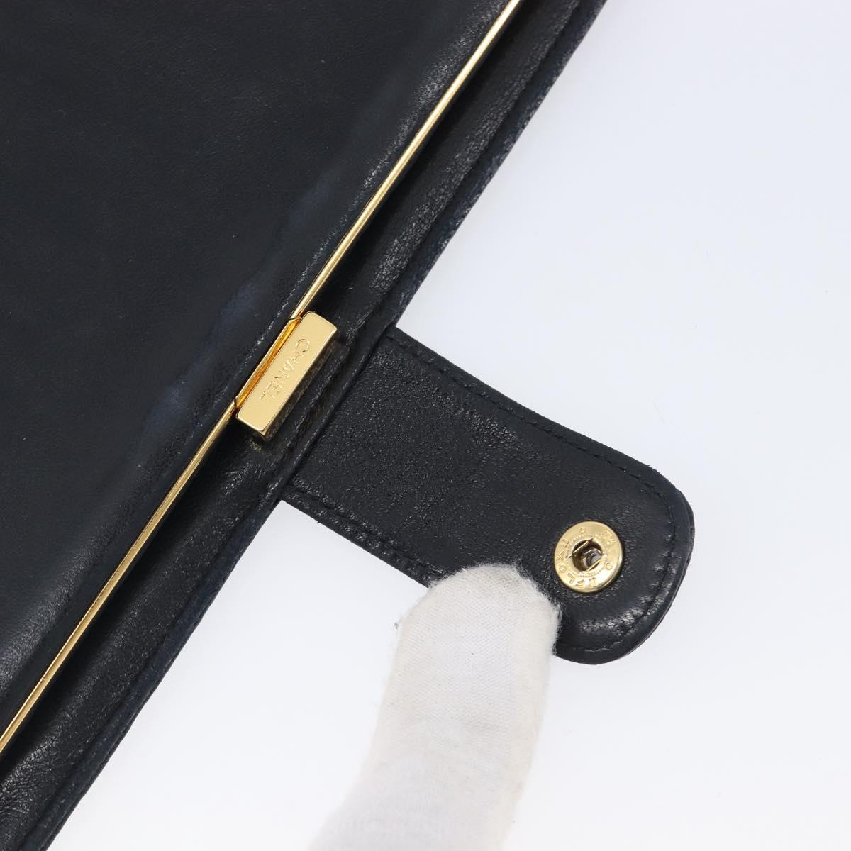 CHANEL Matelasse Long Wallet Caviar Skin Black Gold CC Auth 210957V