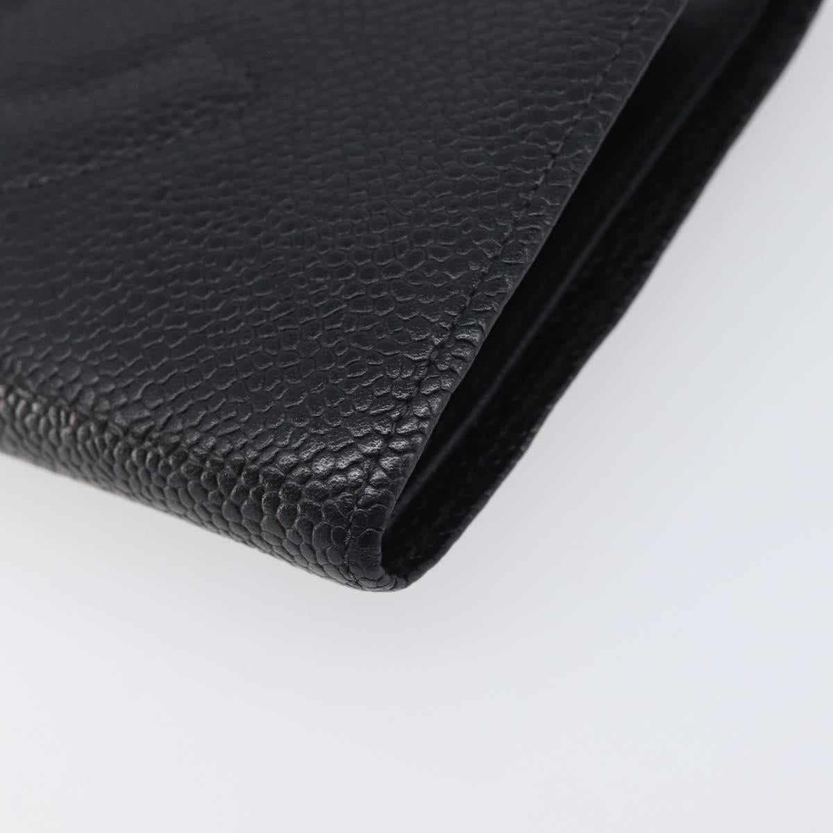 CHANEL Matelasse Long Wallet Caviar Skin Black Gold CC Auth 210957V