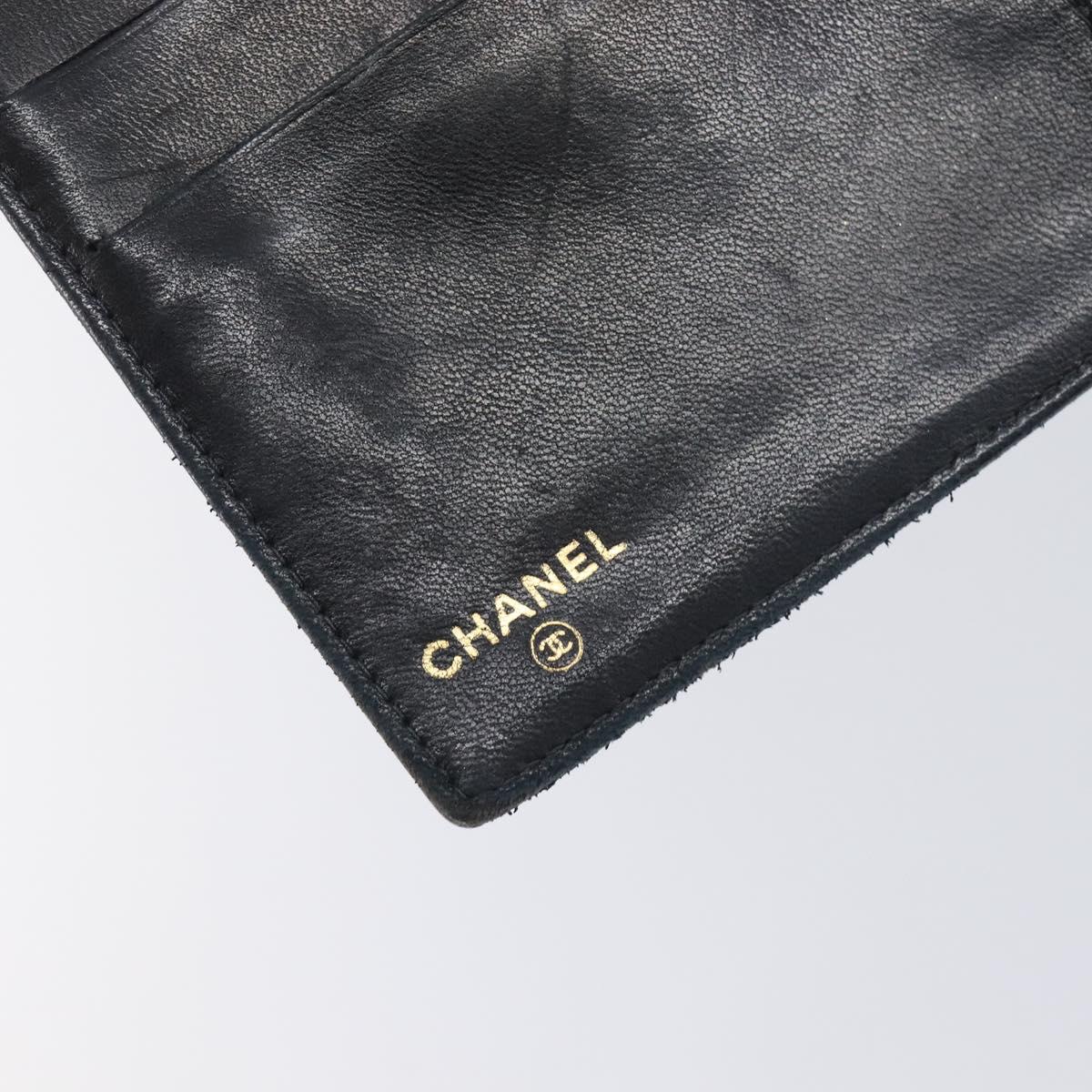 CHANEL Matelasse Long Wallet Caviar Skin Black Gold CC Auth 210958V