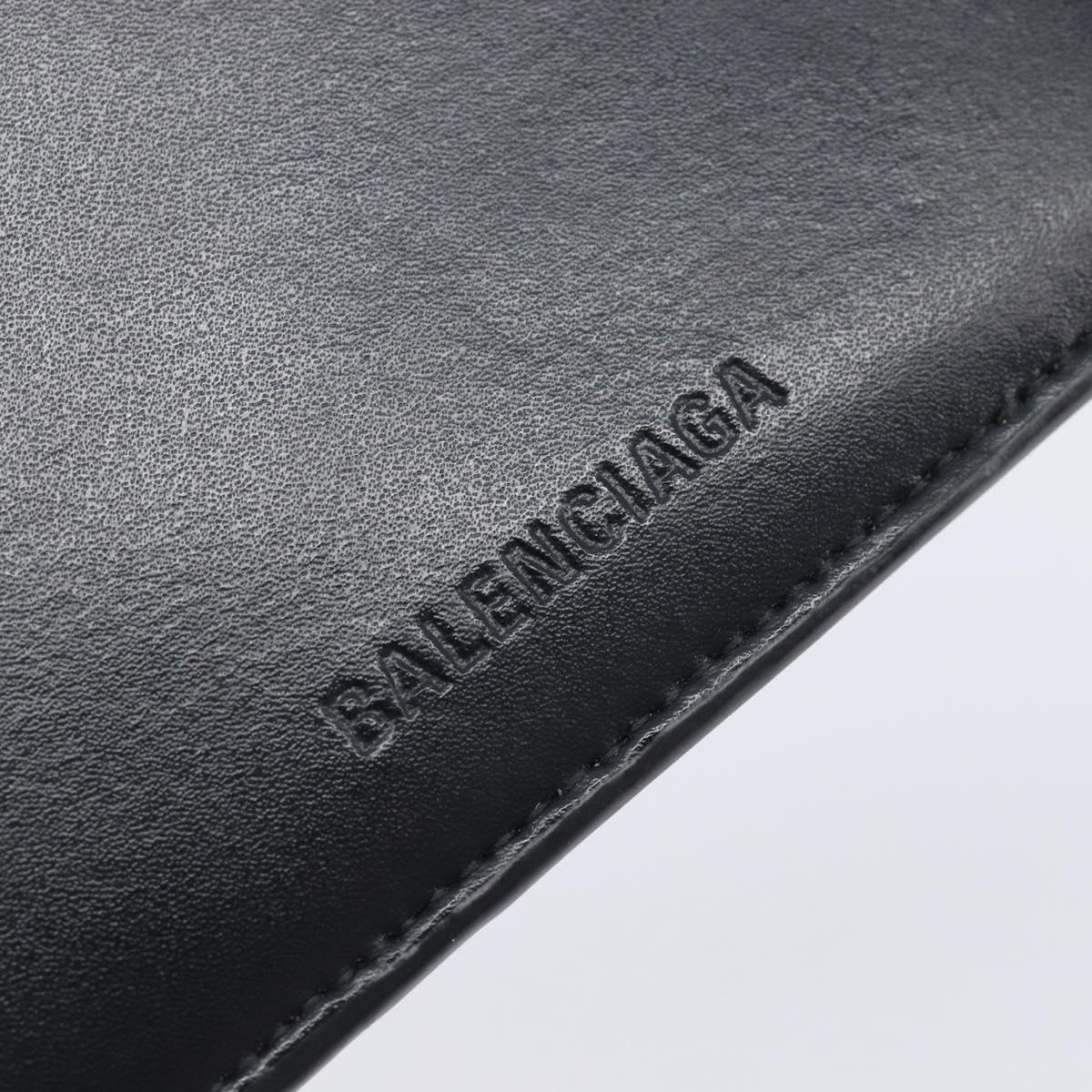 Balenciaga Fragment case Card Case Leather Black Silver 664044 Auth 210959A