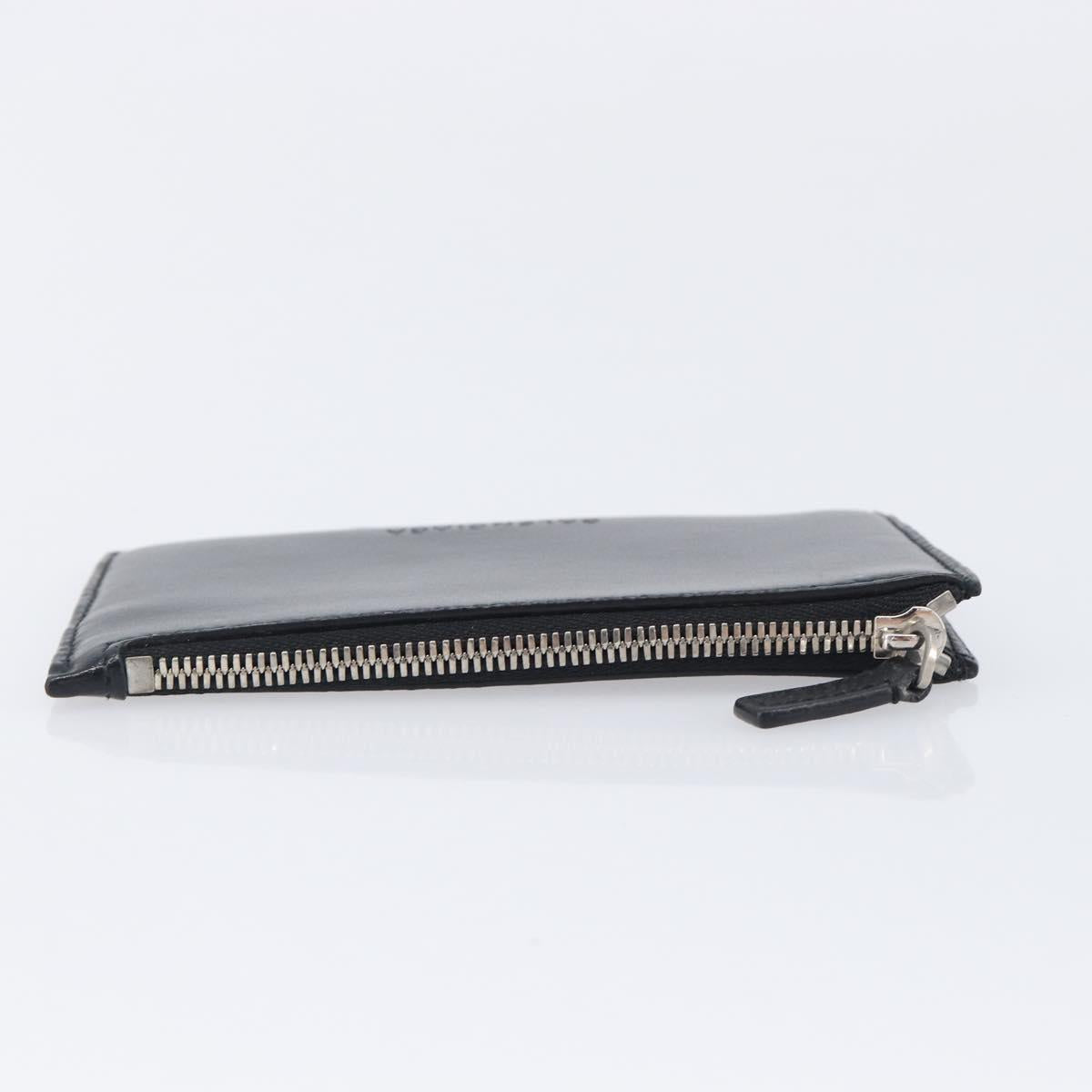 Balenciaga Fragment case Card Case Leather Black Silver 664044 Auth 210959A