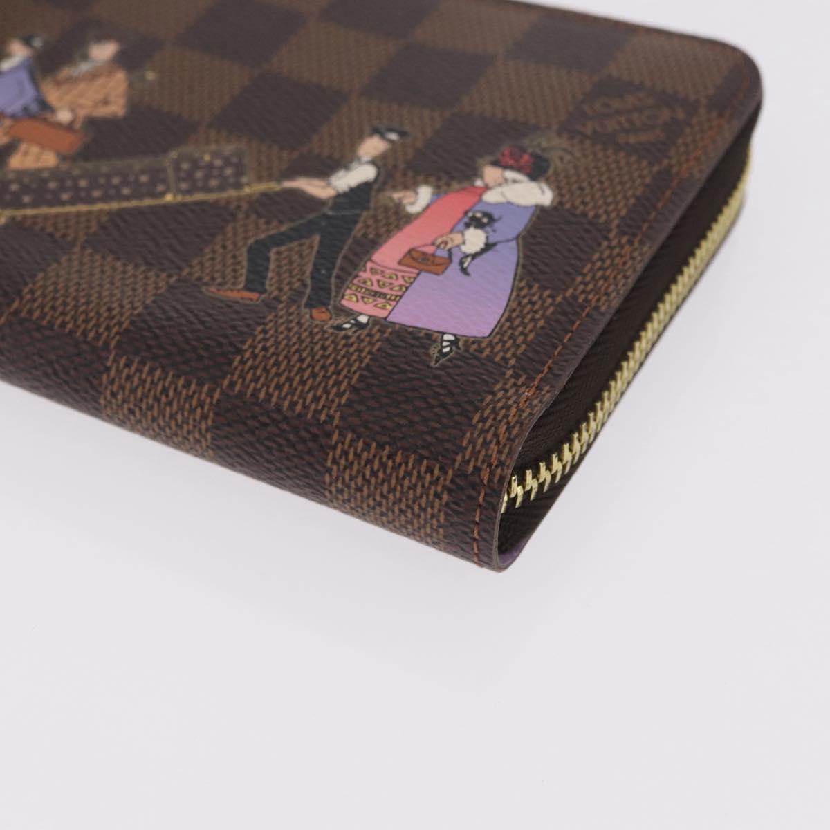 LOUIS VUITTON Damier Ebene Zippy Wallet Long Wallet N63004 LV Auth 210960M