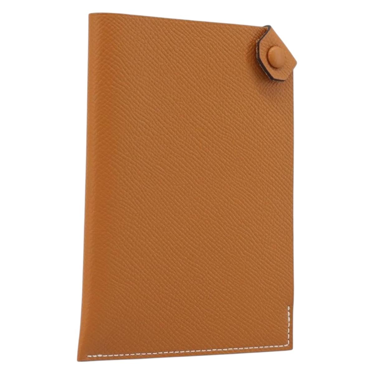 HERMES Tarmac PM Passport Case Leather Beige Auth 210965M