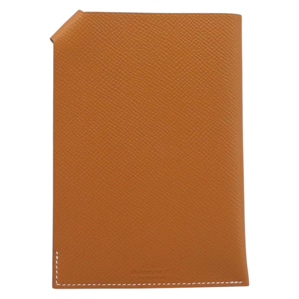 HERMES Tarmac PM Passport Case Leather Beige Auth 210965M