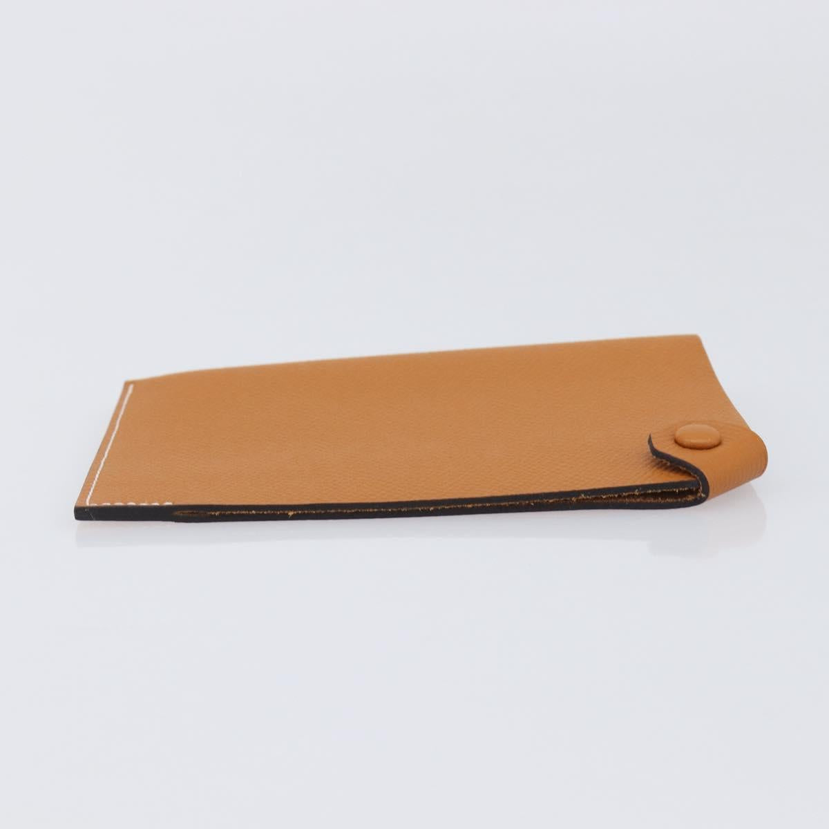 HERMES Tarmac PM Passport Case Leather Beige Auth 210965M