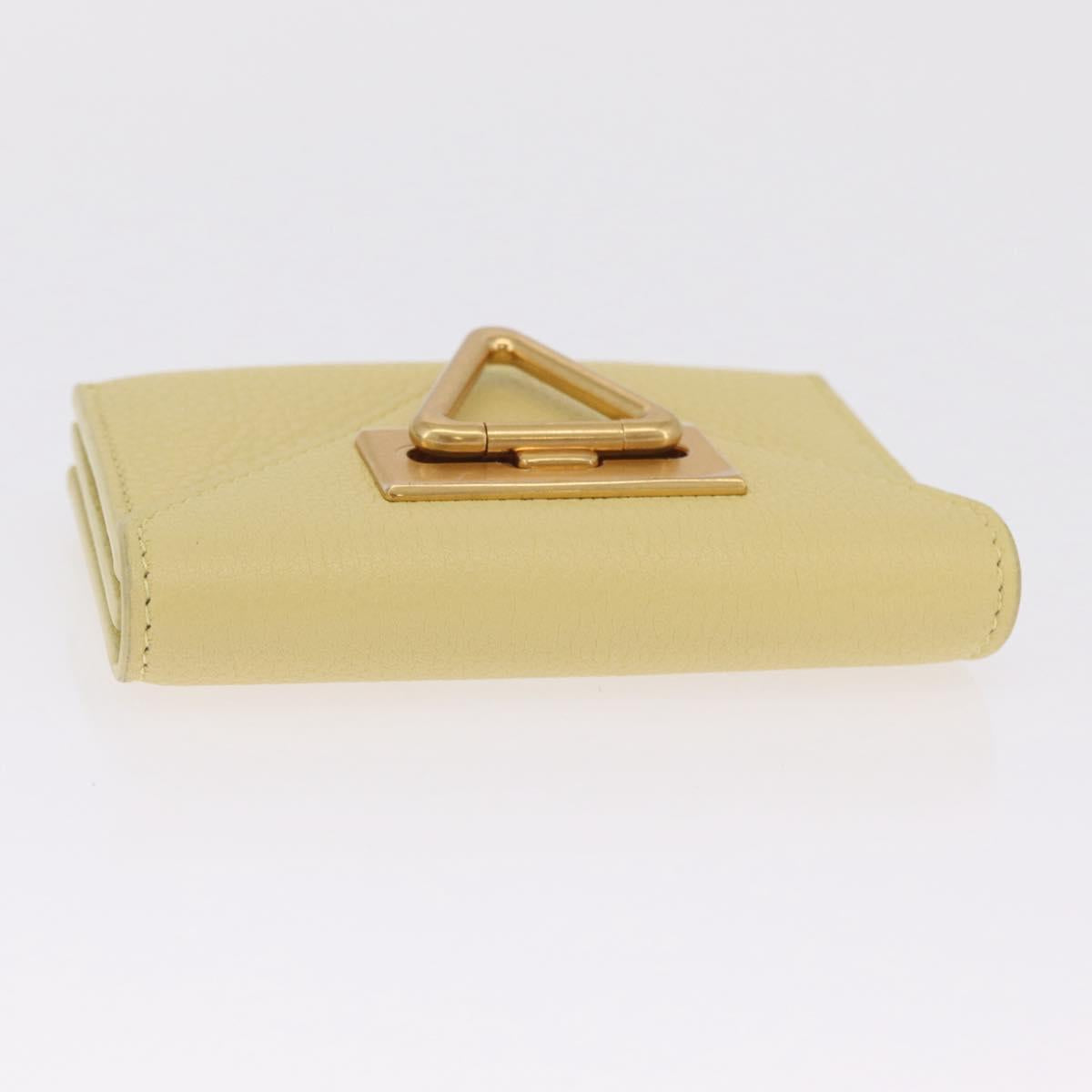 Bottega Veneta Card Case Leather Yellow Gold Auth 210968M
