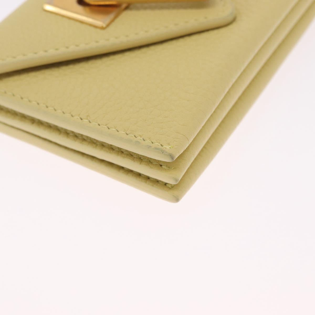 Bottega Veneta Card Case Leather Yellow Gold Auth 210968M
