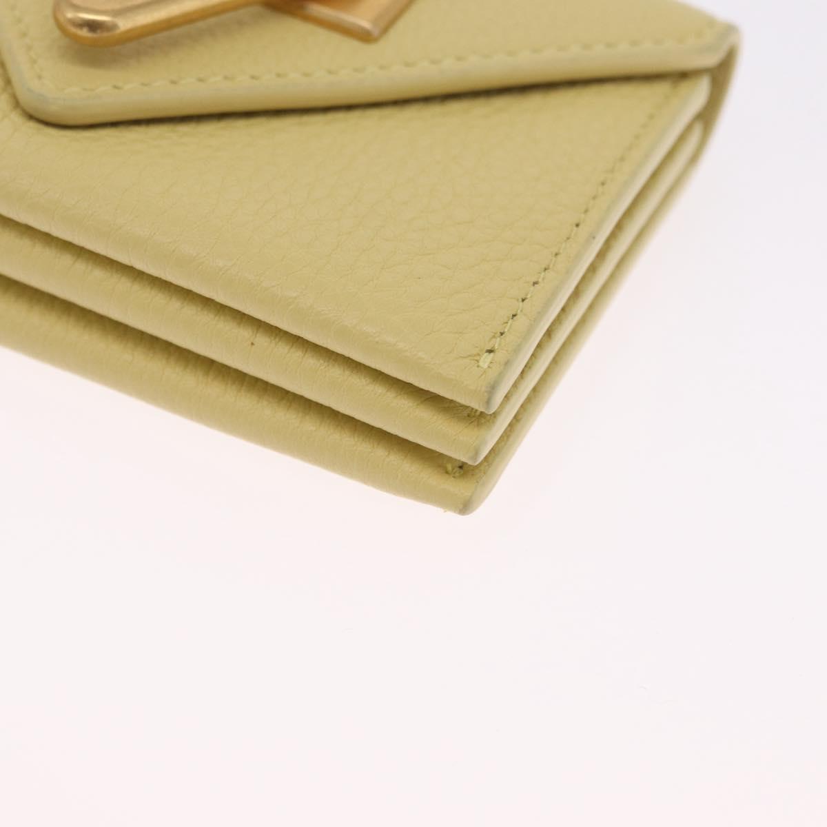 Bottega Veneta Card Case Leather Yellow Gold Auth 210968M