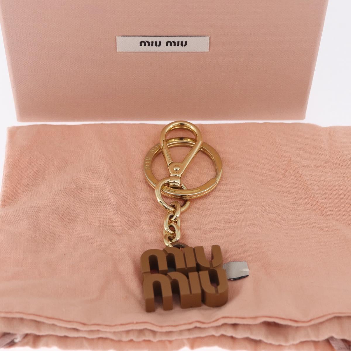 Miu Miu Key Ring metal Brown Gold Auth 210970M
