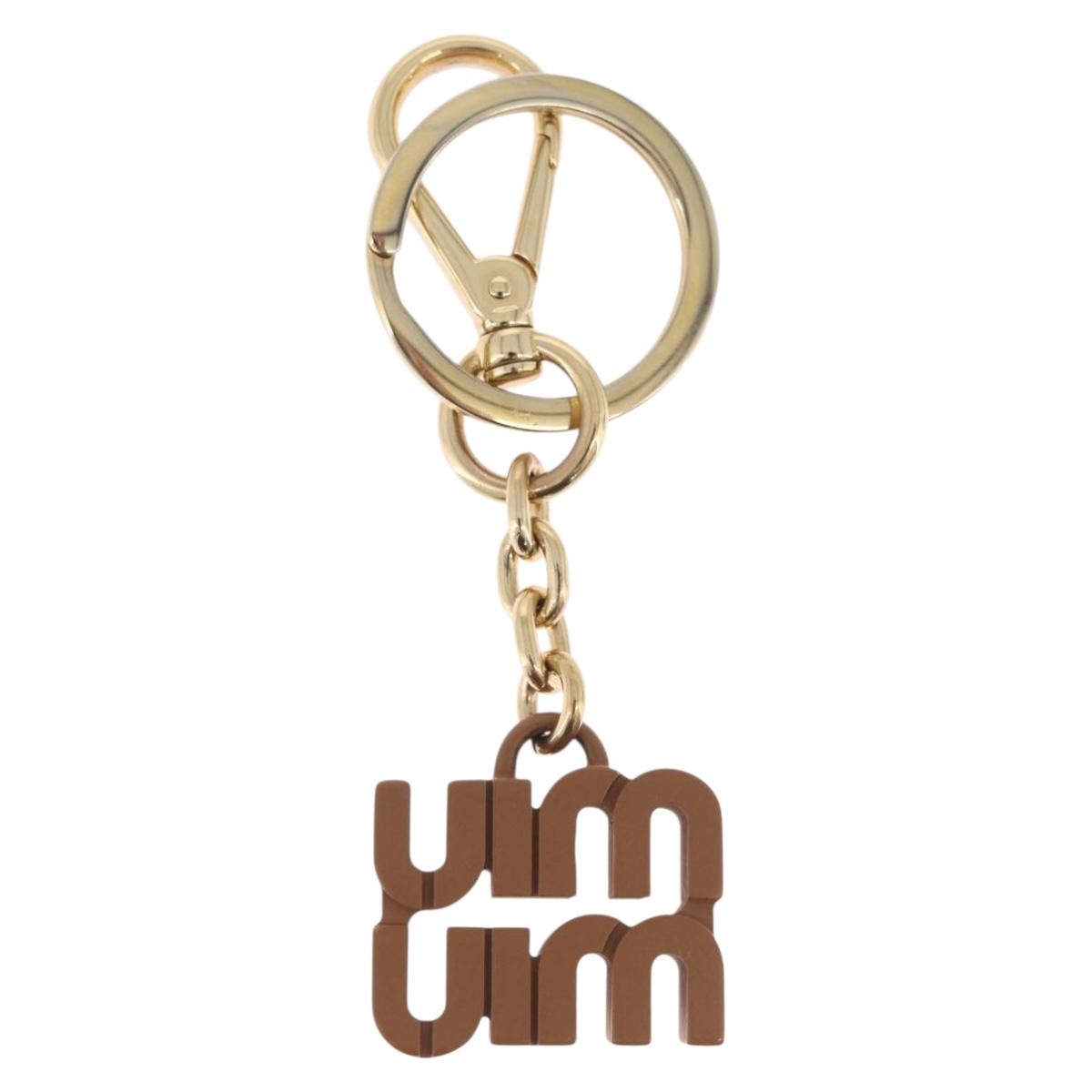 Miu Miu Key Ring metal Brown Gold Auth 210970M