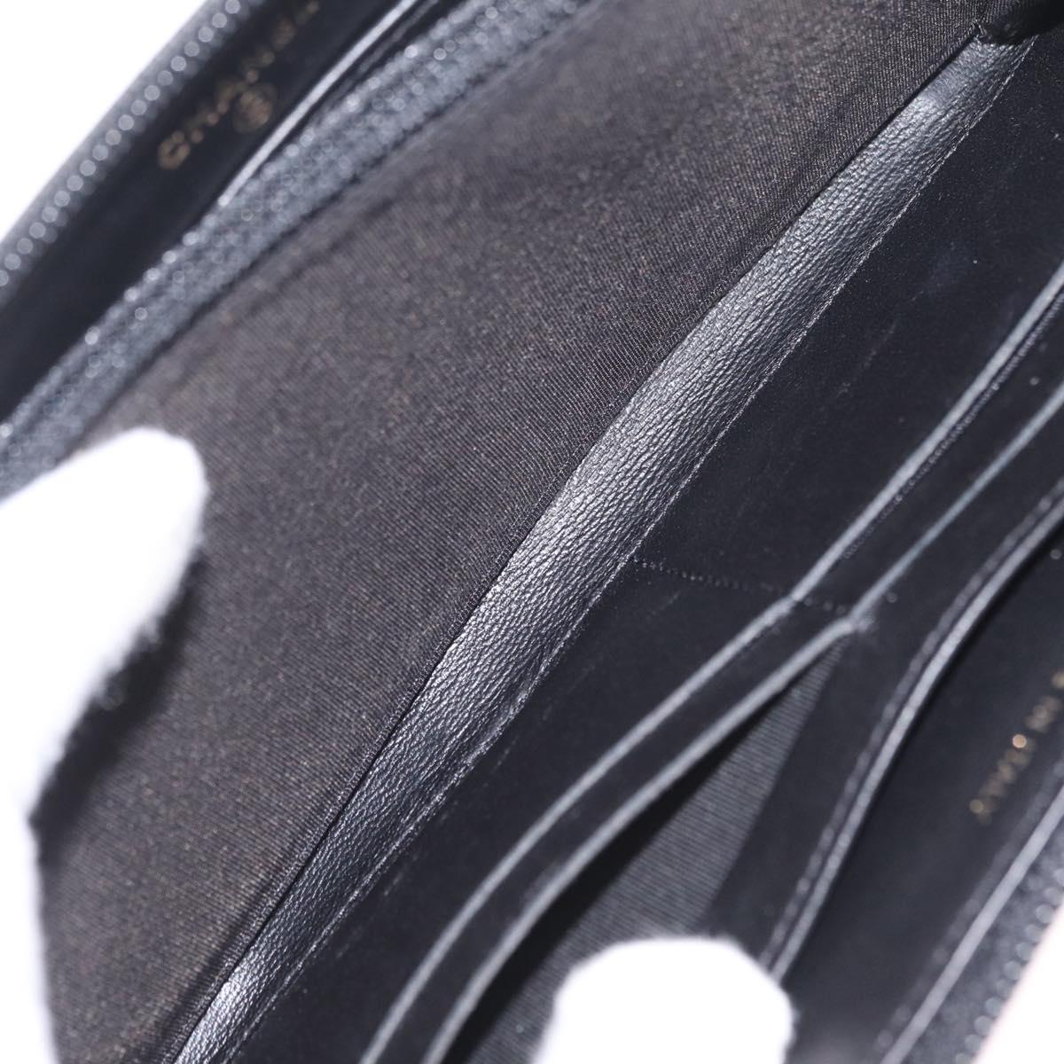 CHANEL Matelasse Boy Chanel Long Wallet Lamb Skin Black Gold CC Auth 210973M