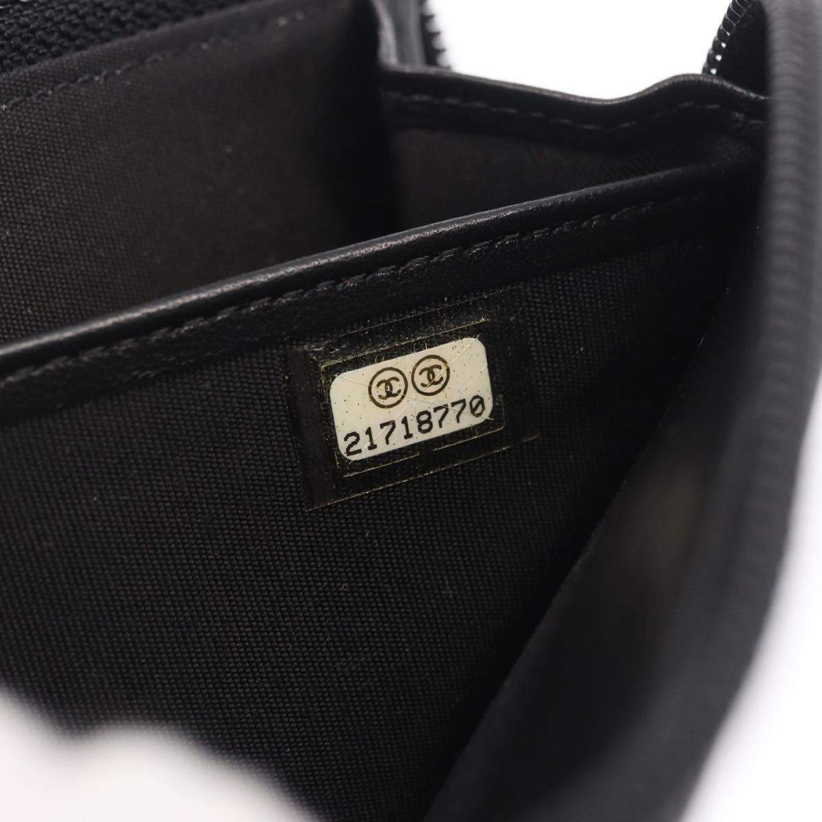 CHANEL Matelasse Boy Chanel Long Wallet Lamb Skin Black Gold CC Auth 210973M