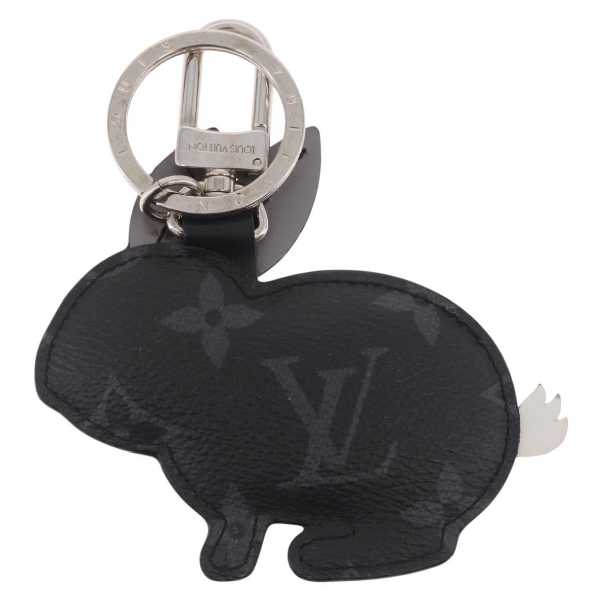 LOUIS VUITTON Monogram Eclipse Porte Cles Animal Rabbit M63224 Auth 210974M