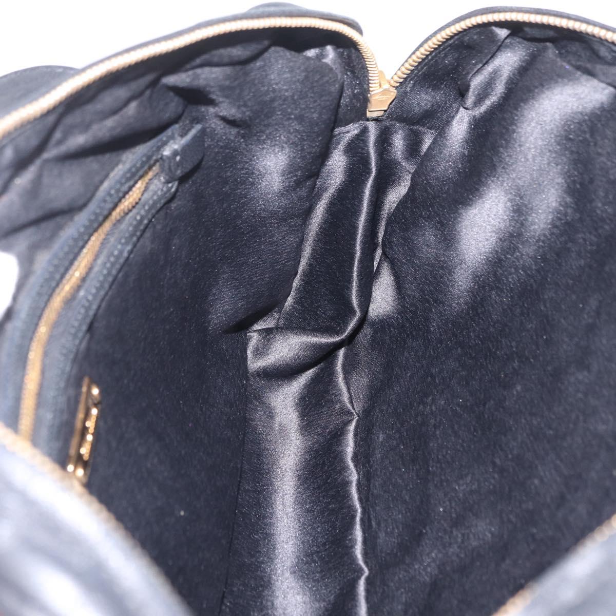 Miu Miu Hand Bag Leather 2way Black Gold Tone Auth 210983V