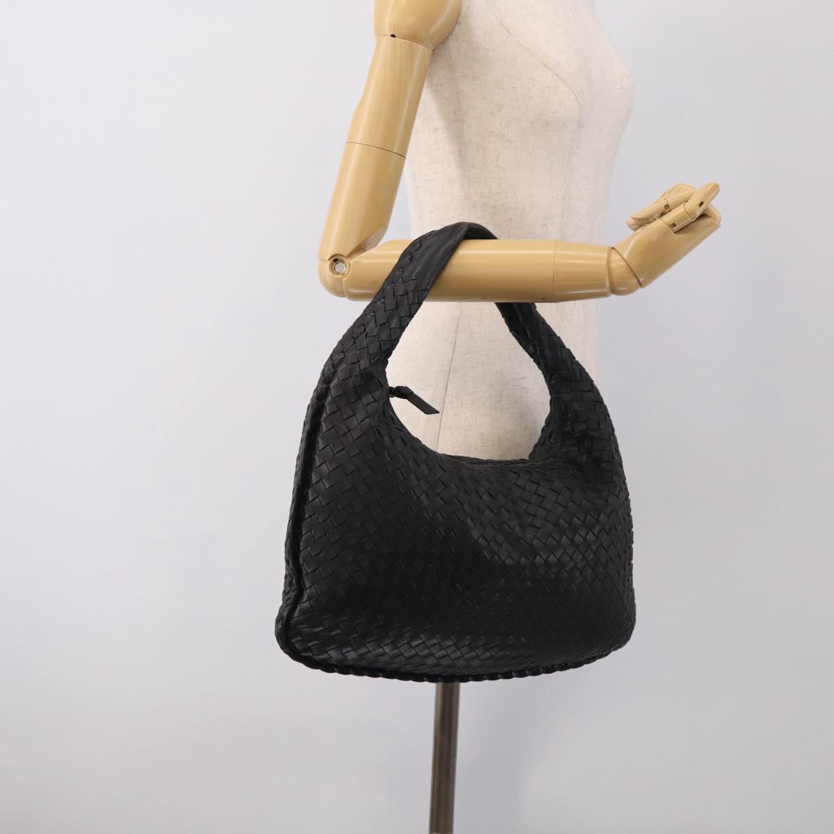 Bottega Veneta Hobo INTRECCIATO Bag Leather Black Gold 115653 Auth 210988V