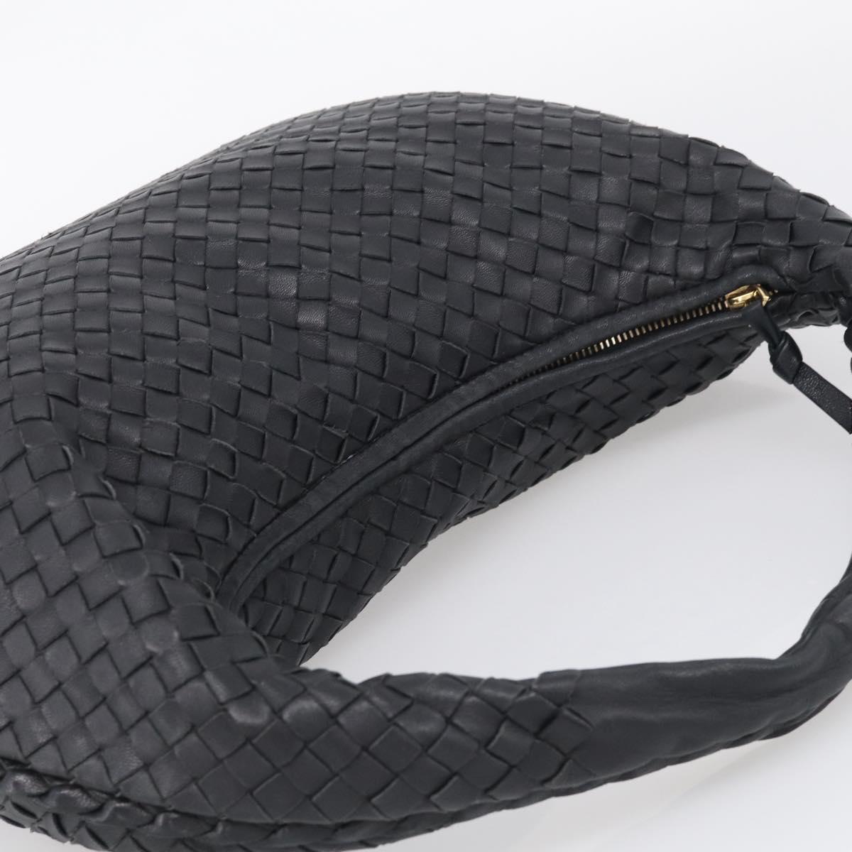 Bottega Veneta Hobo INTRECCIATO Bag Leather Black Gold 115653 Auth 210988V