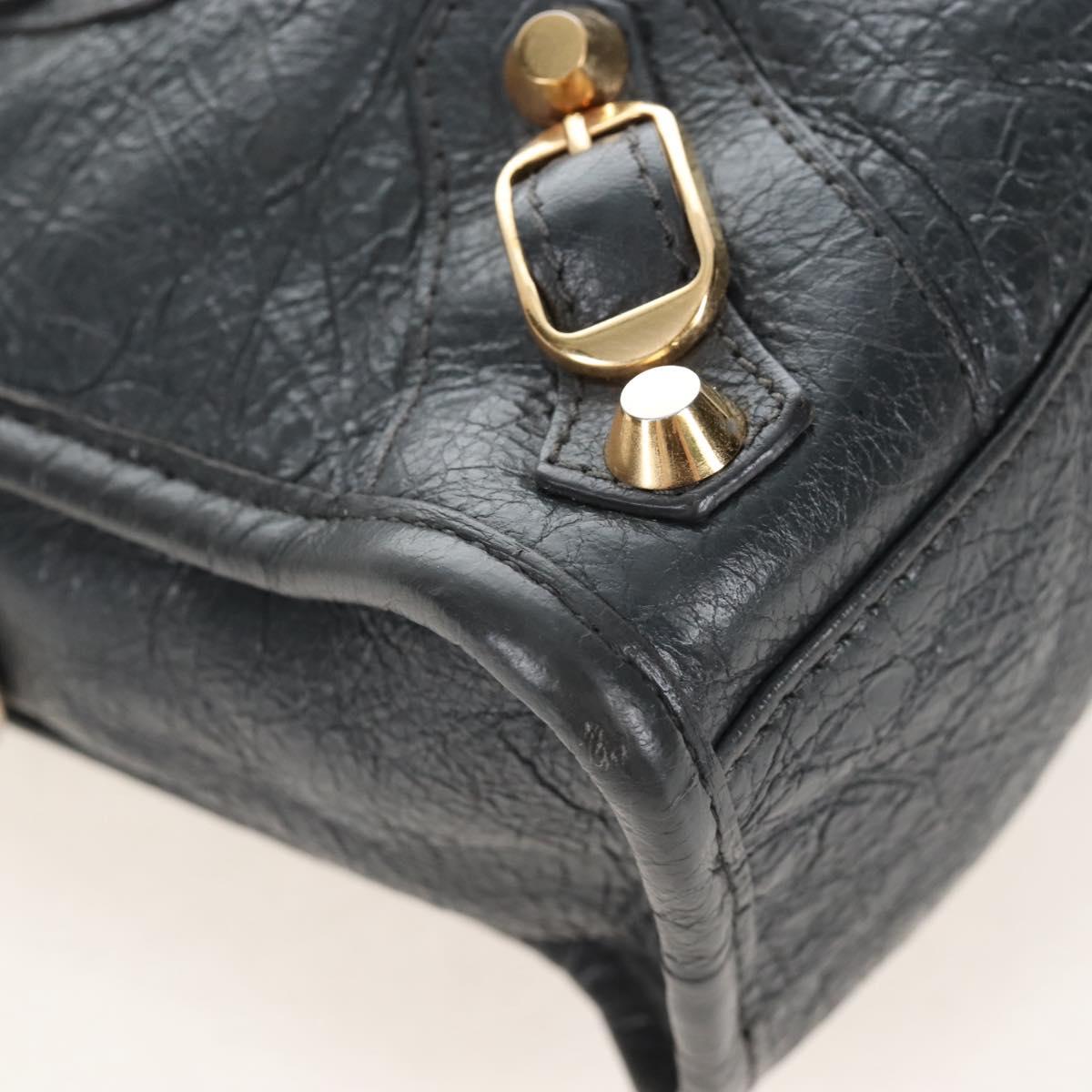 Balenciaga Classic Mini City Hand Bag Leather 2way Gray Gold 300265 Auth 210989M