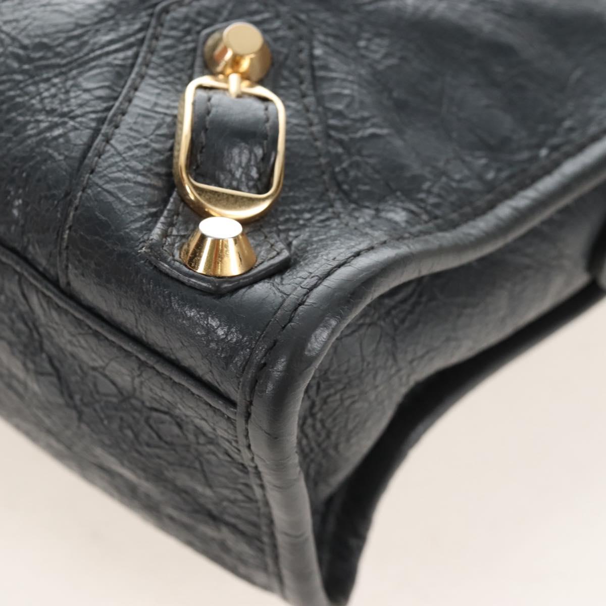 Balenciaga Classic Mini City Hand Bag Leather 2way Gray Gold 300265 Auth 210989M