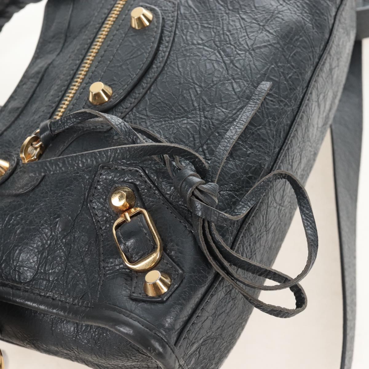 Balenciaga Classic Mini City Hand Bag Leather 2way Gray Gold 300265 Auth 210989M