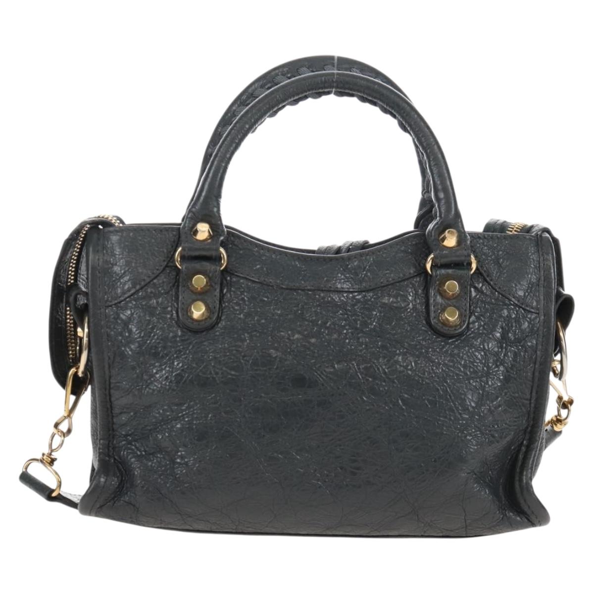 Balenciaga Classic Mini City Hand Bag Leather 2way Gray Gold 300265 Auth 210989M