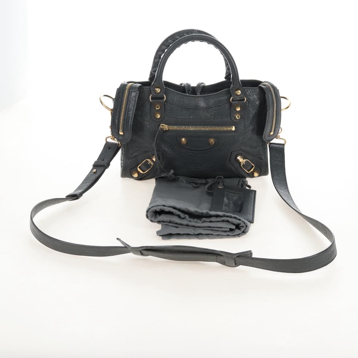 Balenciaga Classic Mini City Hand Bag Leather 2way Gray Gold 300265 Auth 210989M