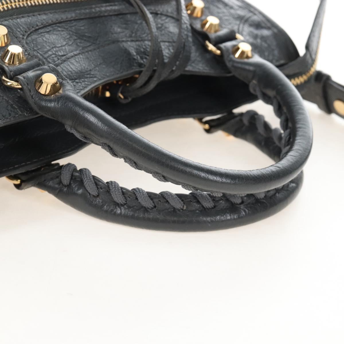 Balenciaga Classic Mini City Hand Bag Leather 2way Gray Gold 300265 Auth 210989M