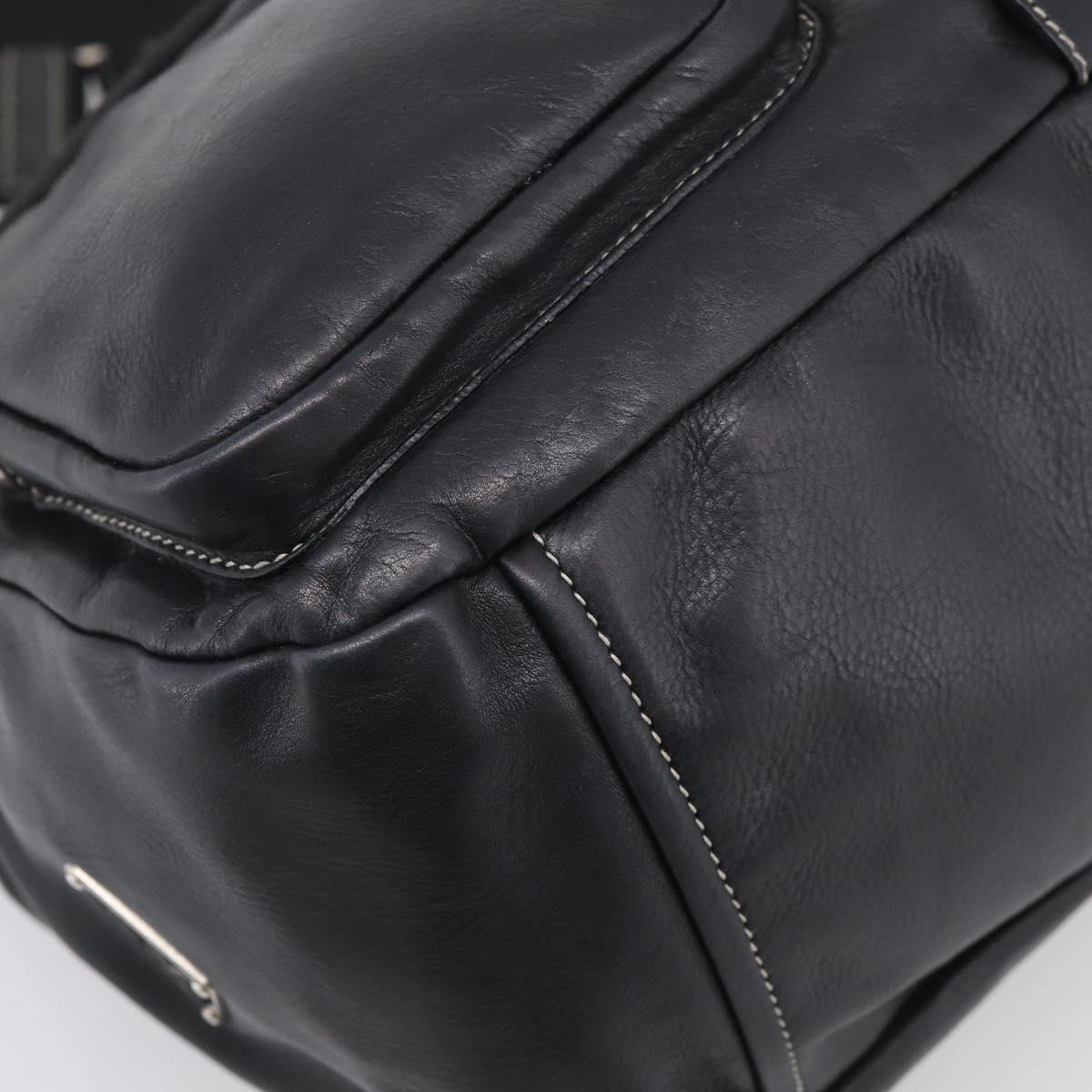PRADA Shoulder Bag Leather Black Silver Auth 210992V