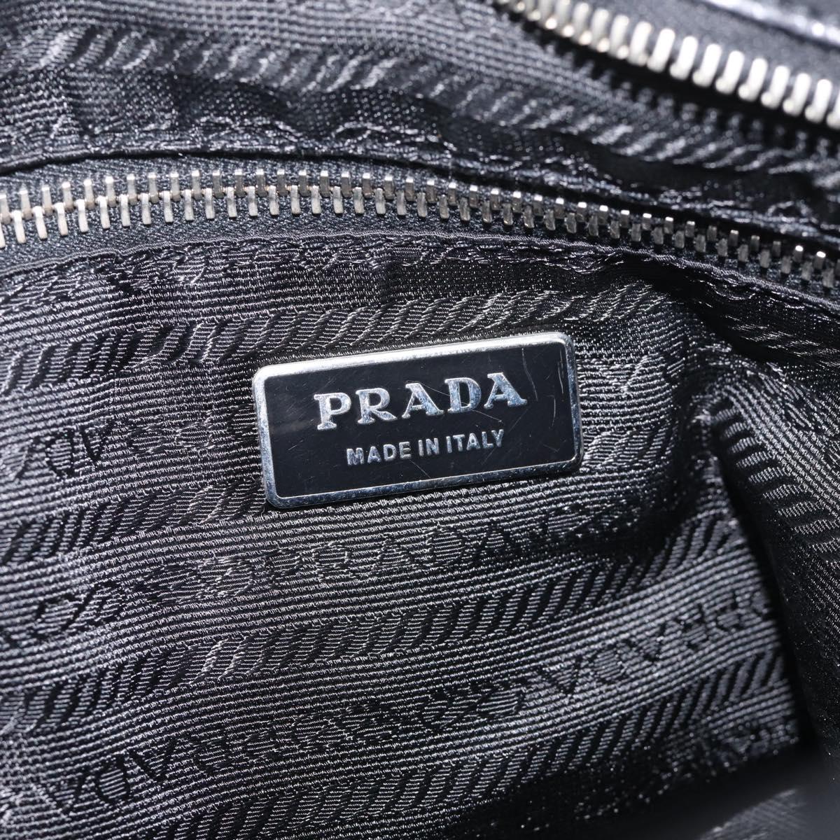 PRADA Shoulder Bag Leather Black Silver Auth 210992V
