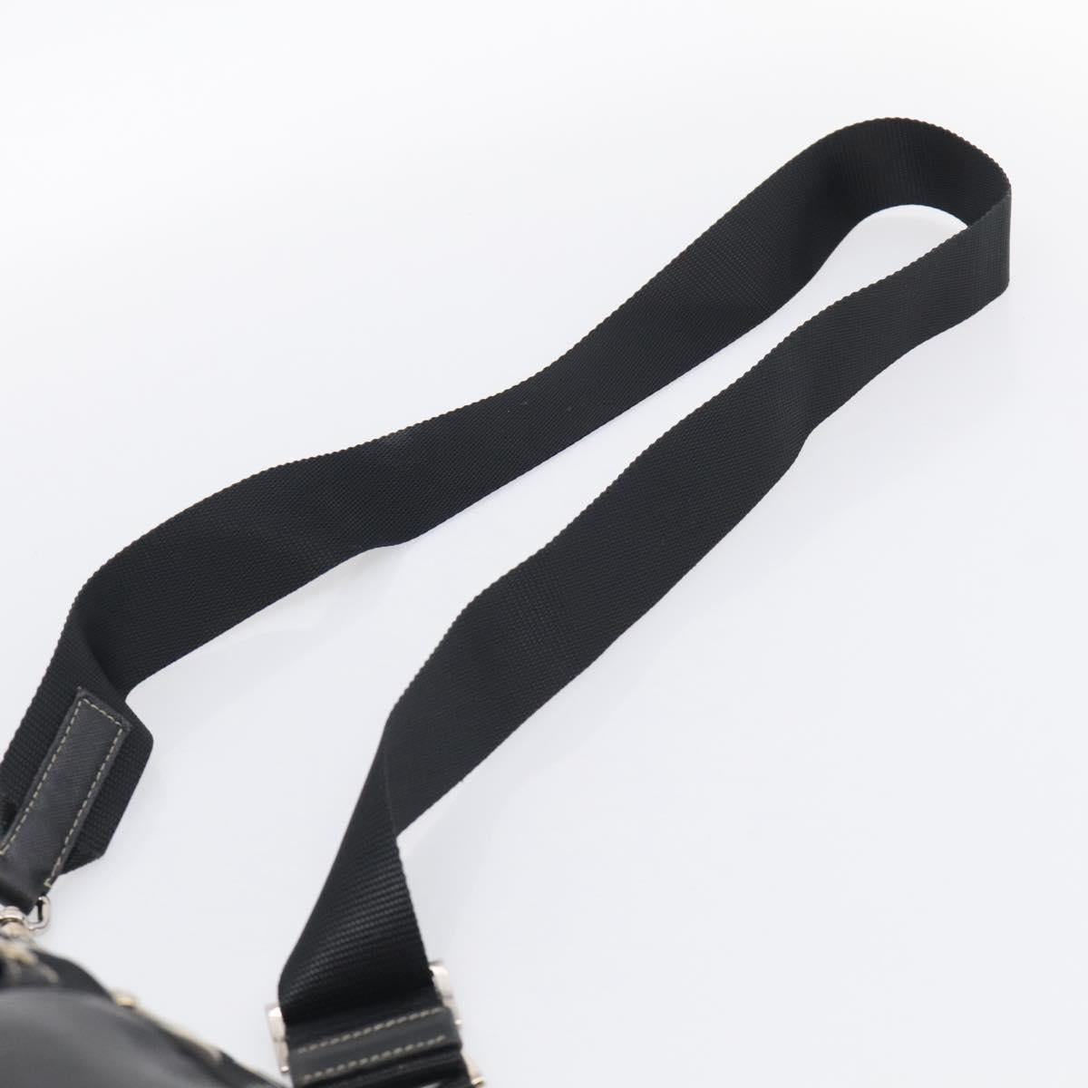 PRADA Shoulder Bag Leather Black Silver Auth 210992V
