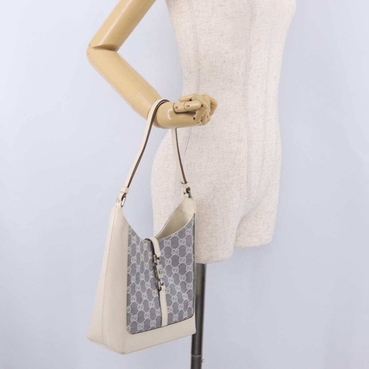 GUCCI GG Canvas Jackie Shoulder Bag Gray Silver 001 3876 Auth 210994V