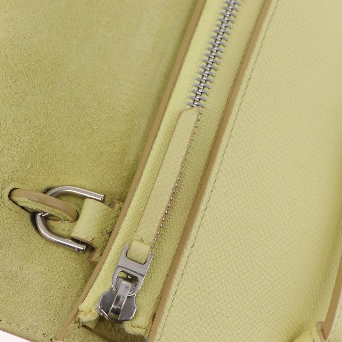 CELINE Belt Bag Hand Bag Leather 2way Yellow Silver Auth 210995V