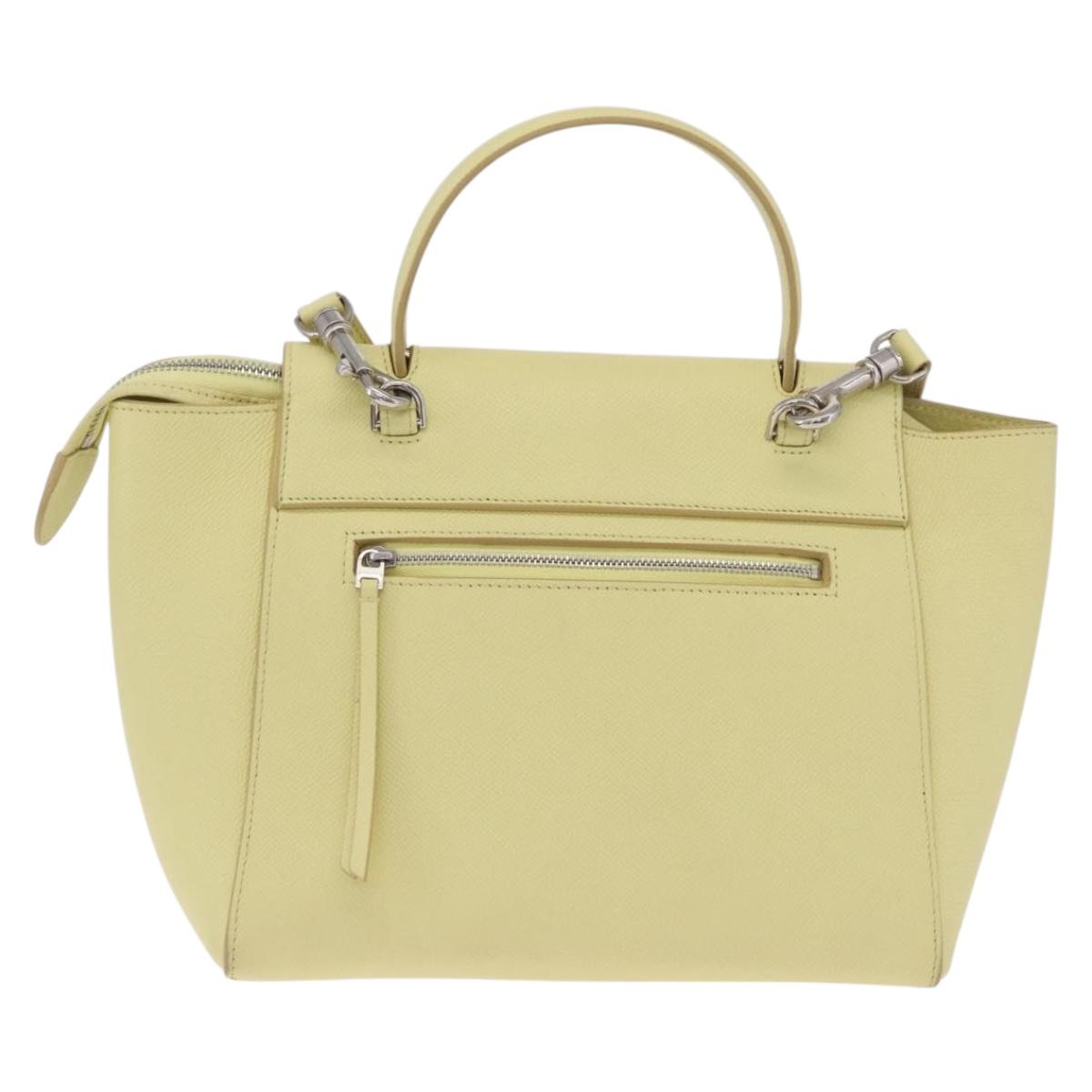 CELINE Belt Bag Hand Bag Leather 2way Yellow Silver Auth 210995V