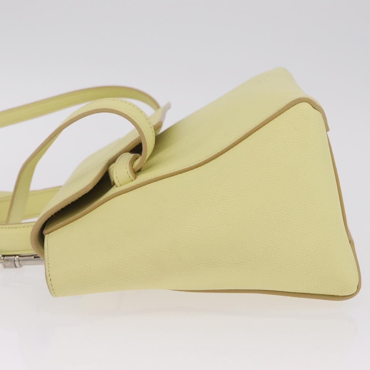 CELINE Belt Bag Hand Bag Leather 2way Yellow Silver Auth 210995V