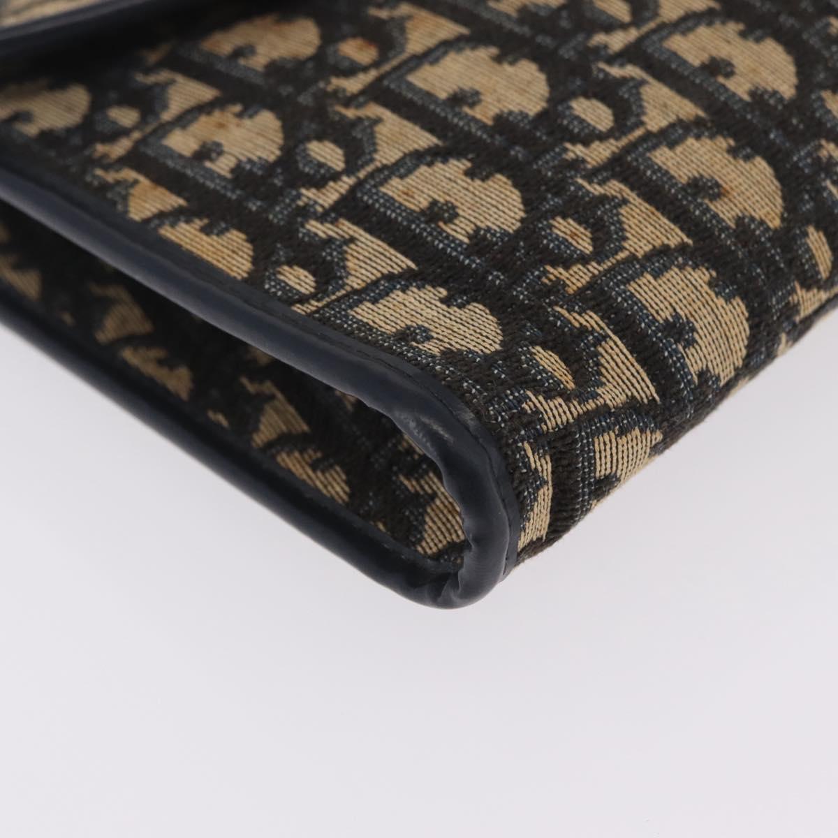 Christian Dior Trotter Canvas Chain Shoulder Bag Navy Gold Tone Auth 211003